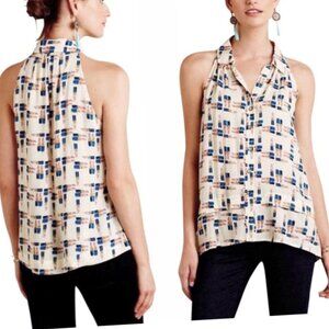 Maeve Anthropologie Lipstick Print Swing Top Size 0 Multicolor Novelty Tank
